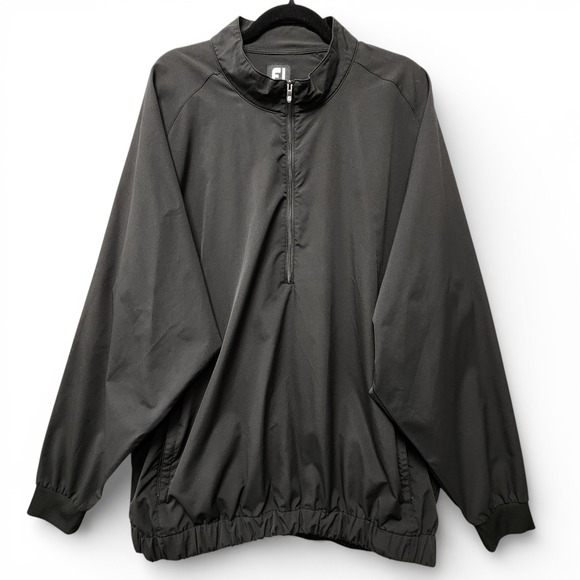 FootJoy Other - Foot Joy Windbreaker Jacket Men 2XL Black 1/2 Zip Long Sleeve Golf Elastic Cuffs